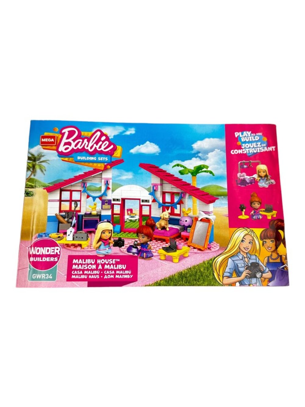 Barbie Malibu House Mega Construx Building Set GWR34 303 Pieces Ages 5+ Includes